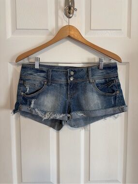 Almost Famous Y2K Vintage Low Rise Jean Shorts Rhinestone Denim 2000s
